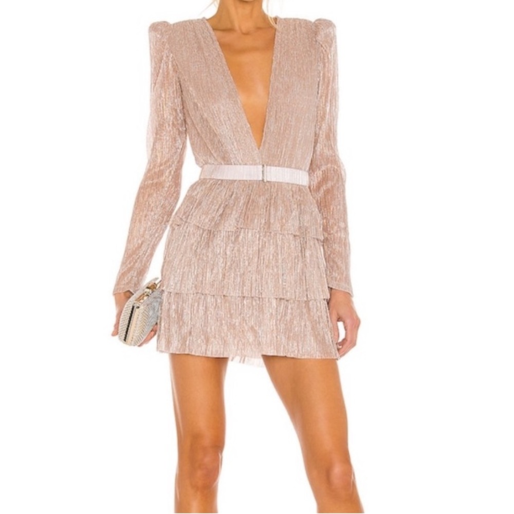 ♥️… Sabrina Musayev Gold Cocktail, Mini Dress